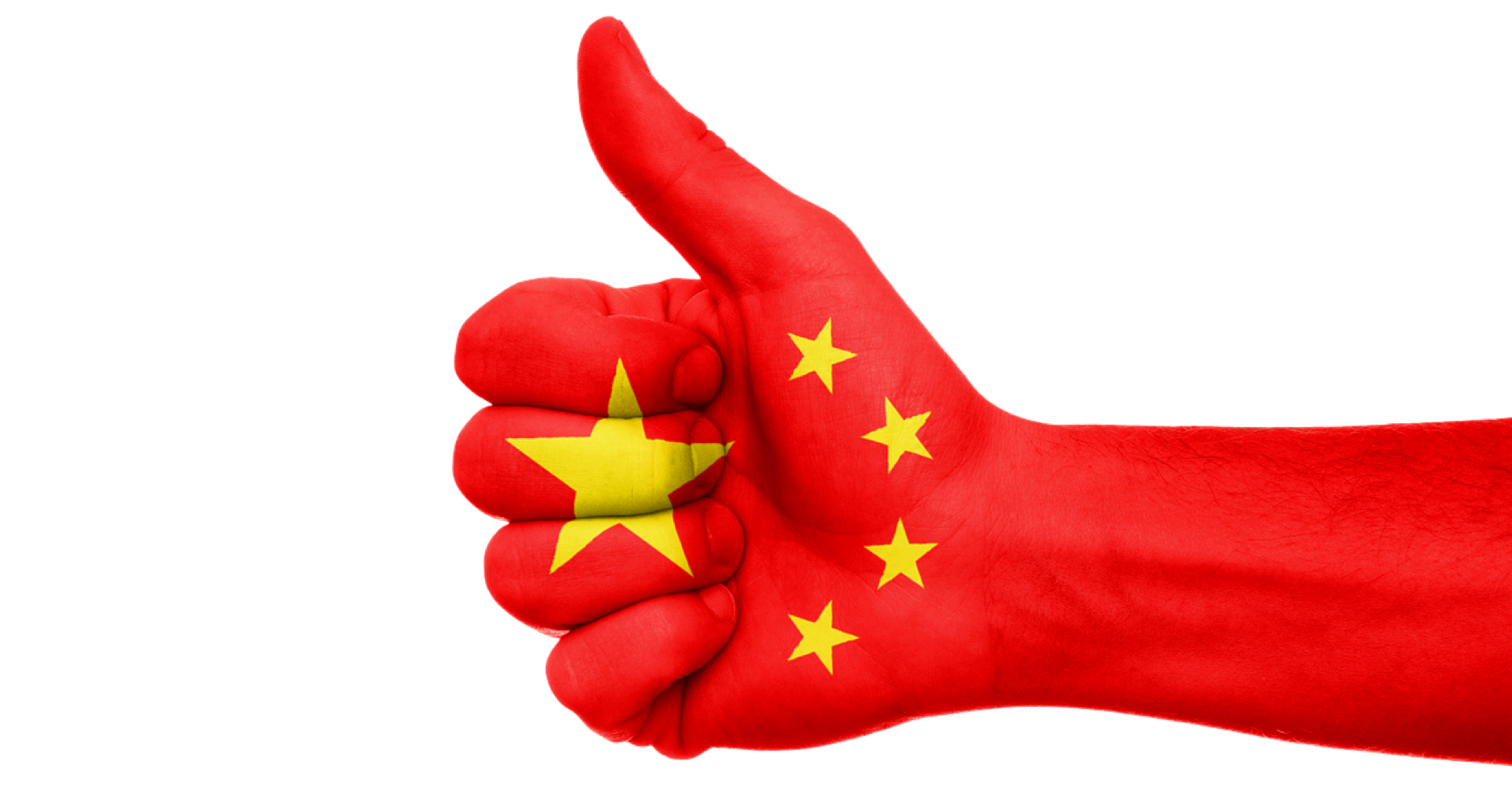 Gesto da bandeira da China com a mão em dois dedos